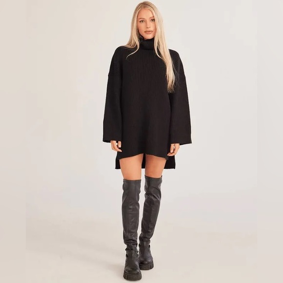 NWOT A NEW DAY WOMANS TURTLENECK HIGH LOW SIDE SLIT OVERSIZED SWEATER/ DRESS - Picture 4 of 5